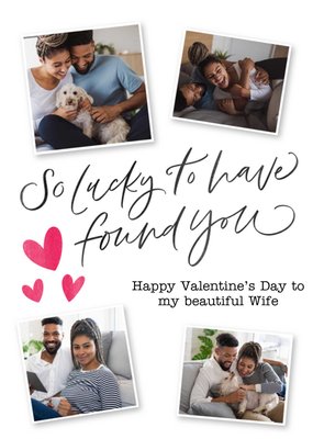 Four Photo Frames With Black Calligraphy Valentine's Day Photo Upload Card
