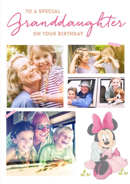 Disney Minnie Mouse Special Granddaughter Photo Upload Birthday Card
