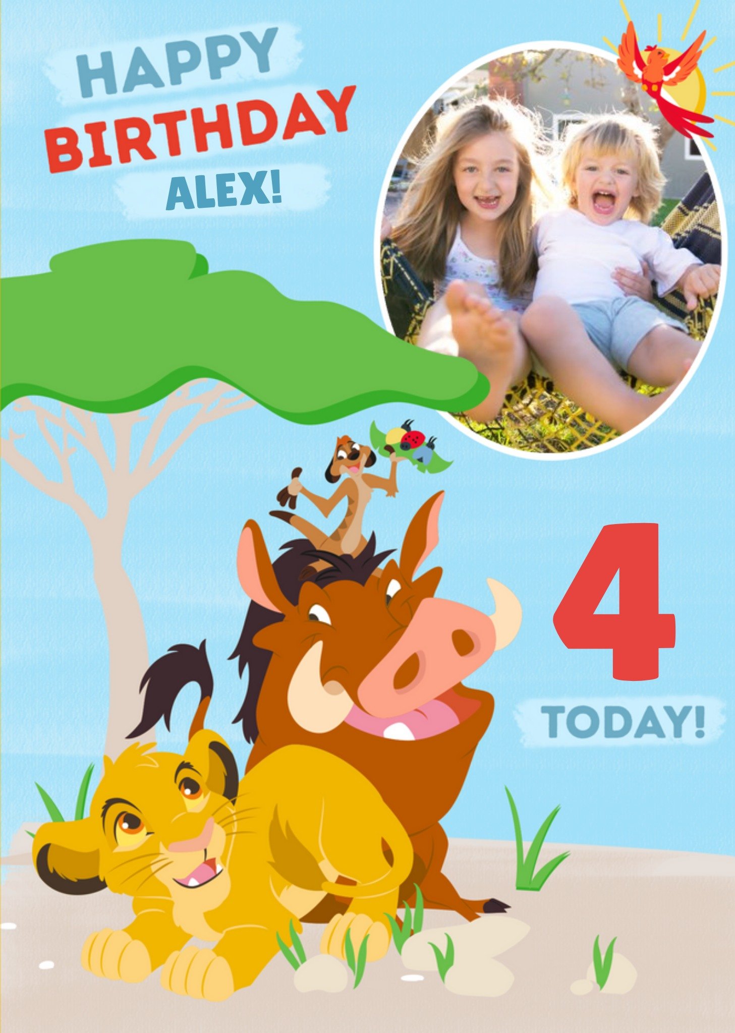 Disney Lion King Birthday Photo Upload Card "4" Today Ecard