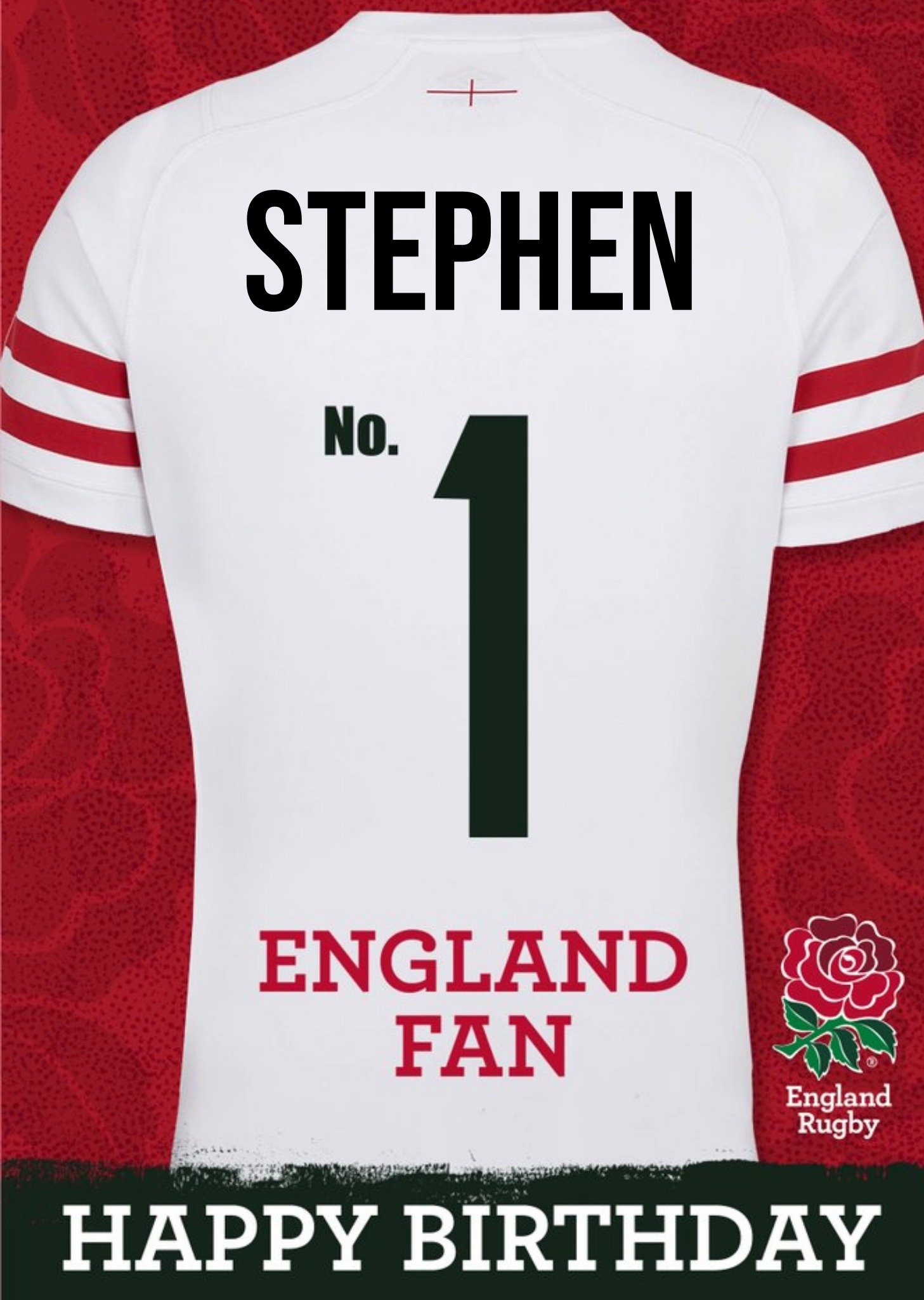 Moonpig No.1 Fan England Rugby Birthday Card, Large