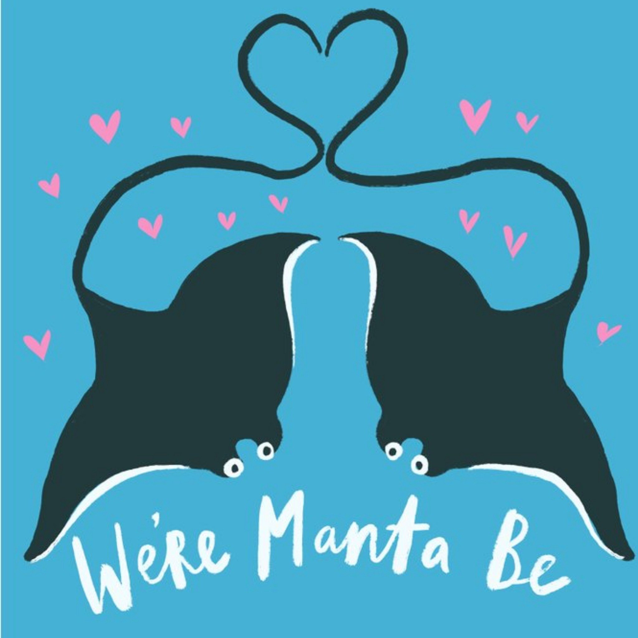 Katy Welsh Pun Manta Ray Valentines Day Card, Square