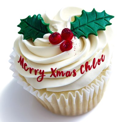 Christmas Vanilla Cupcake Personalised Square Card
