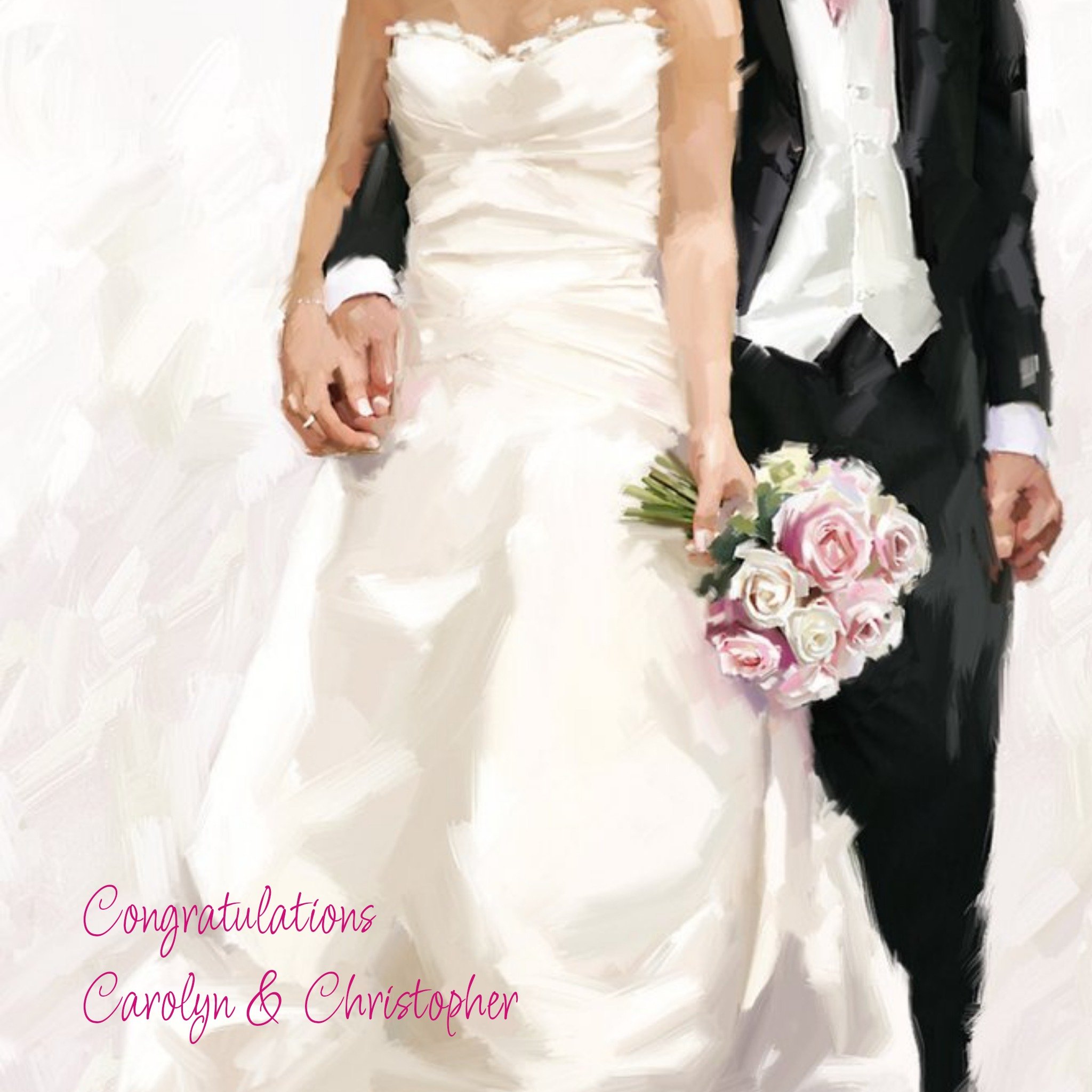 Ling Design Watercolour Bride And Groom Congrats Wedding Card, Large