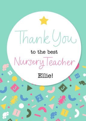 Typographic To The Best Nursery Teacher Thank You Card