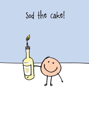 Illustration Of A Character Holding A Glass Of Wine With A Candle Birthday Card