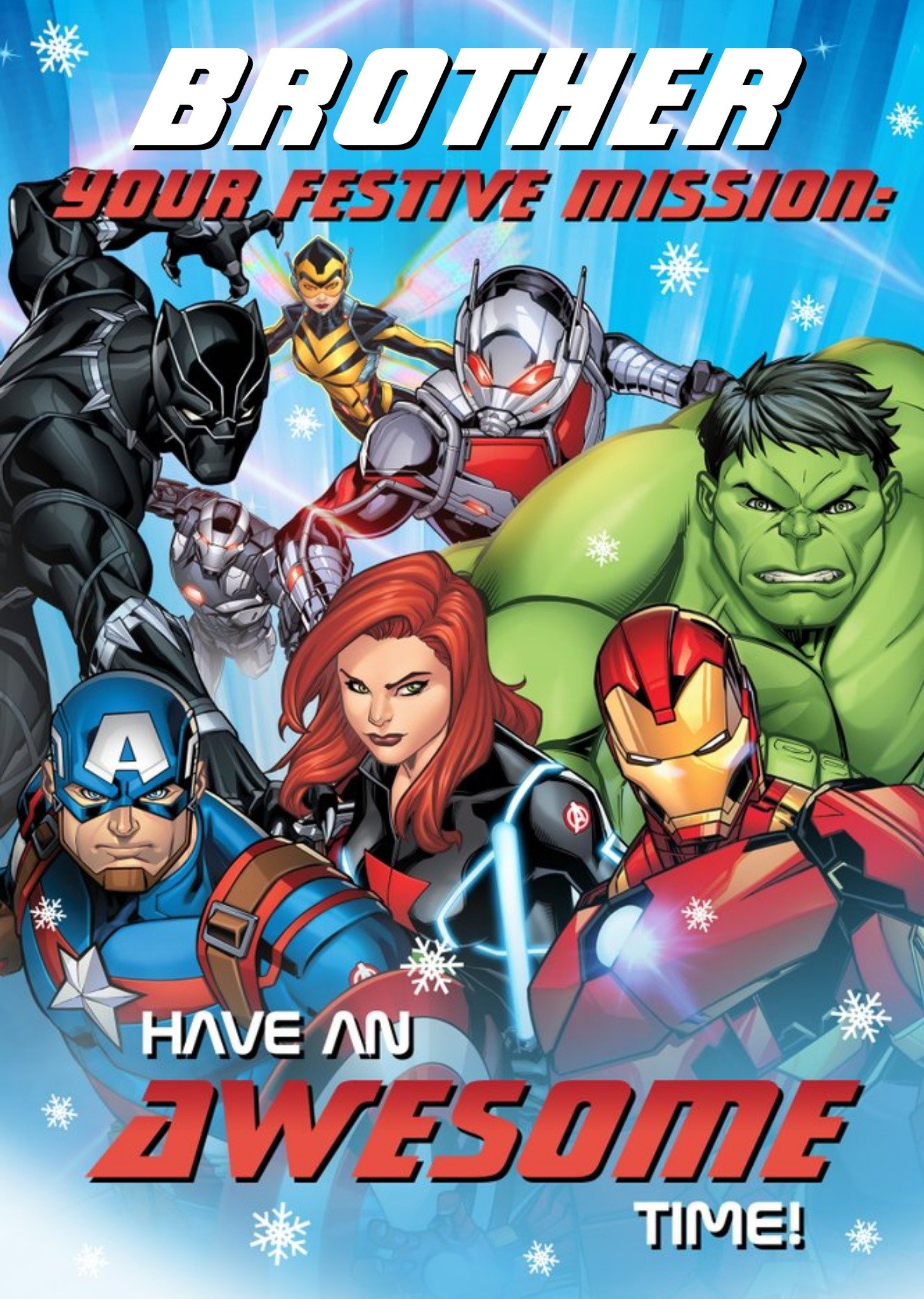 Disney Marvel Avengers Brother At Christmas Personalised Card Ecard