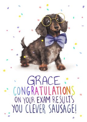 Cute Sausage Dog Pun Congratulations On Your Exam Results Card