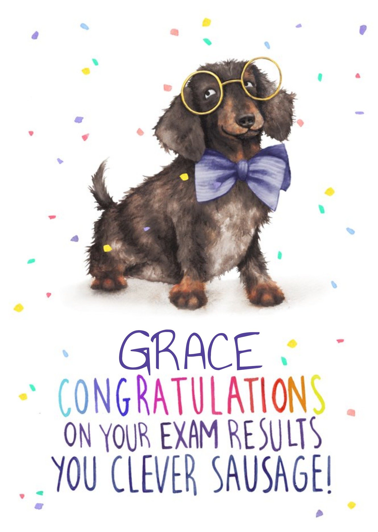 Moonpig Cute Sausage Dog Pun Congratulations On Your Exam Results Card, Large