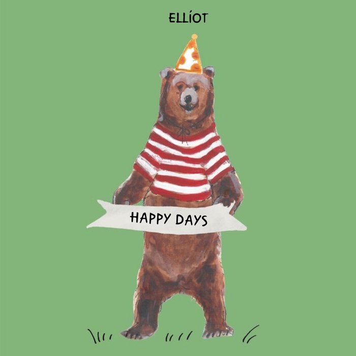 Bear birthday card - happy days
