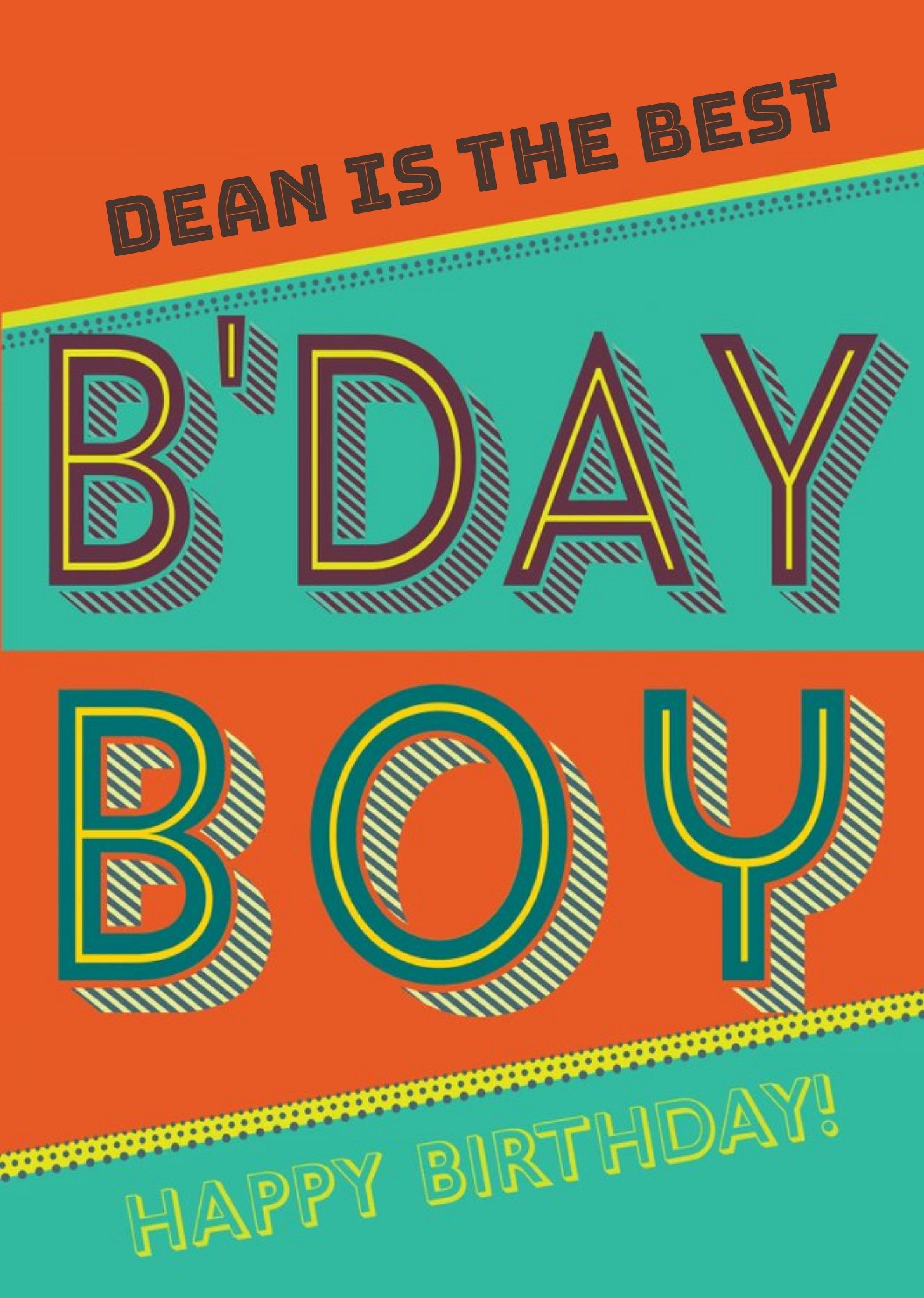 Moonpig Typographic Birthday Card Best B'day Boy, Large