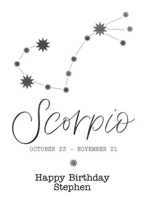 Scorpio Zodiac Sign Birthday Card