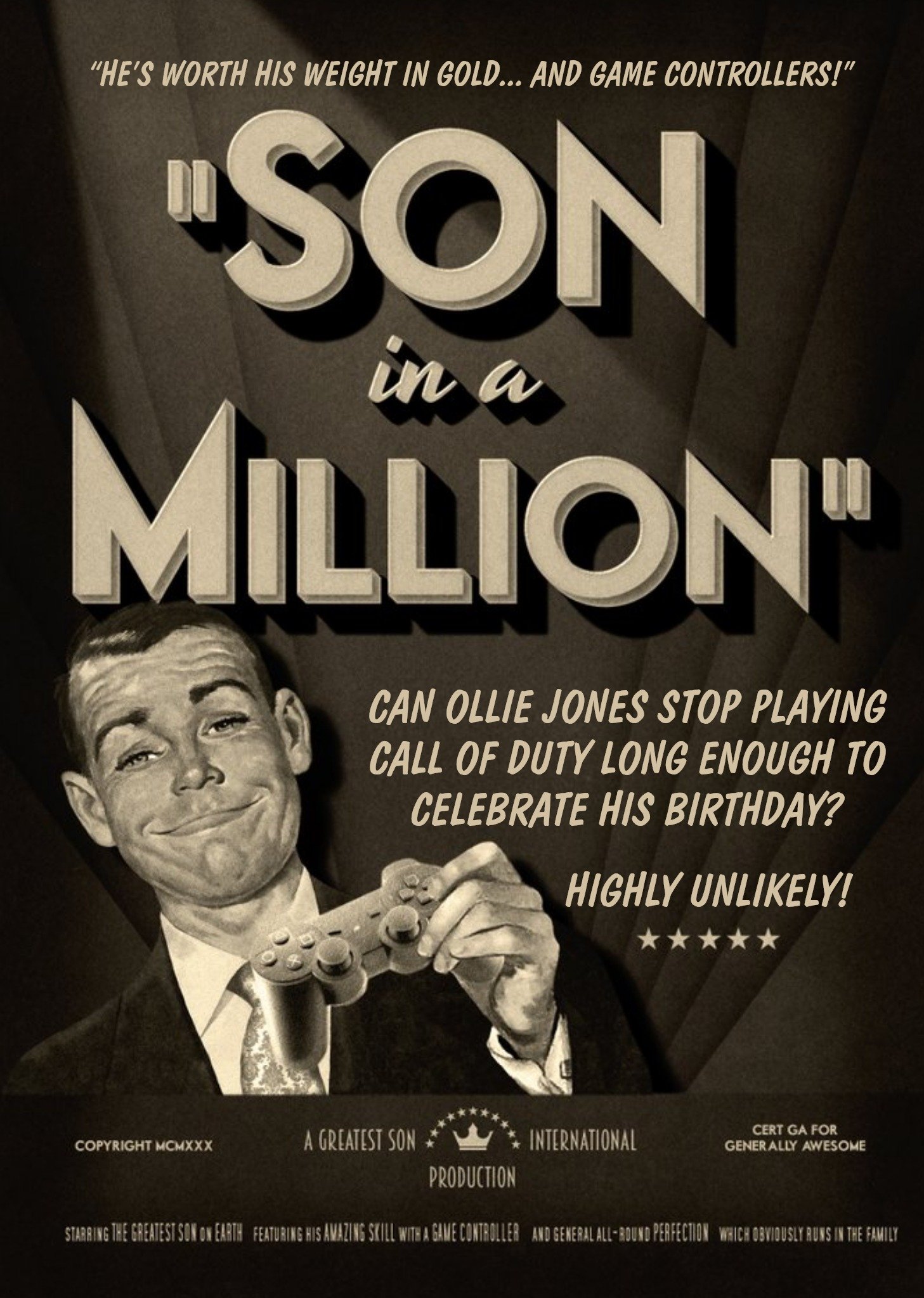 Moonpig Film Noir Son In A Million Card, Large