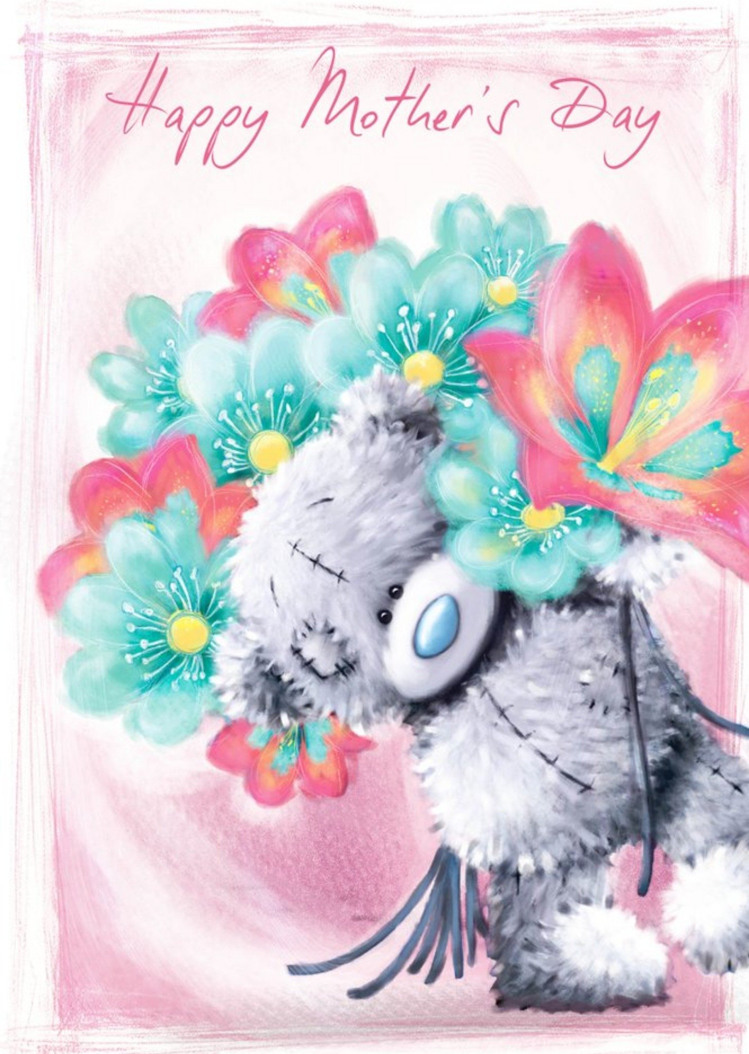 Me To You Mother's Day Card - Tatty Teddy With Bunch Of Flowers, Large