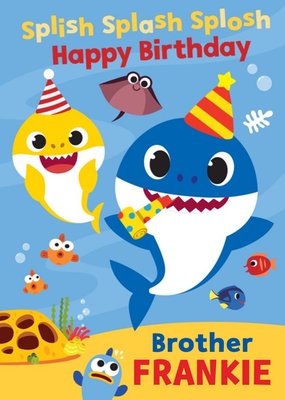Baby Shark song kids Brother Happy Birthday card