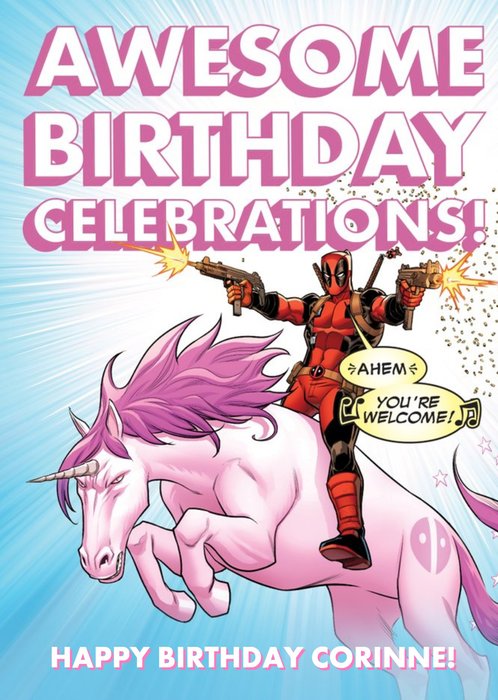 Deadpool Awesome Birthday Celebrations Birthday card