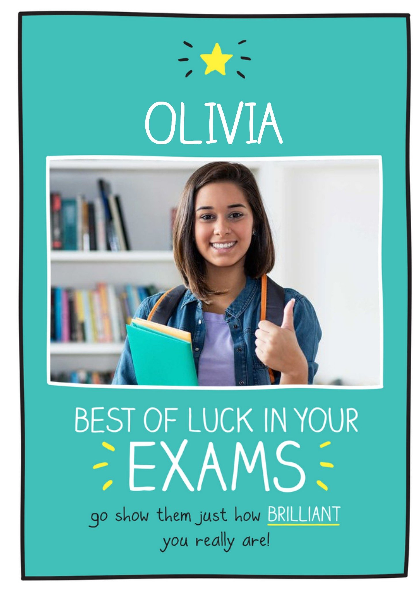 White Typography On A Teal Background Best Of Luck In Your Exams Photo Upload Card Ecard