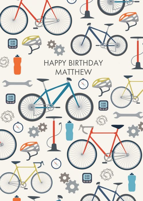 Illustrated Bicycles Bikes Happy Birthday Card