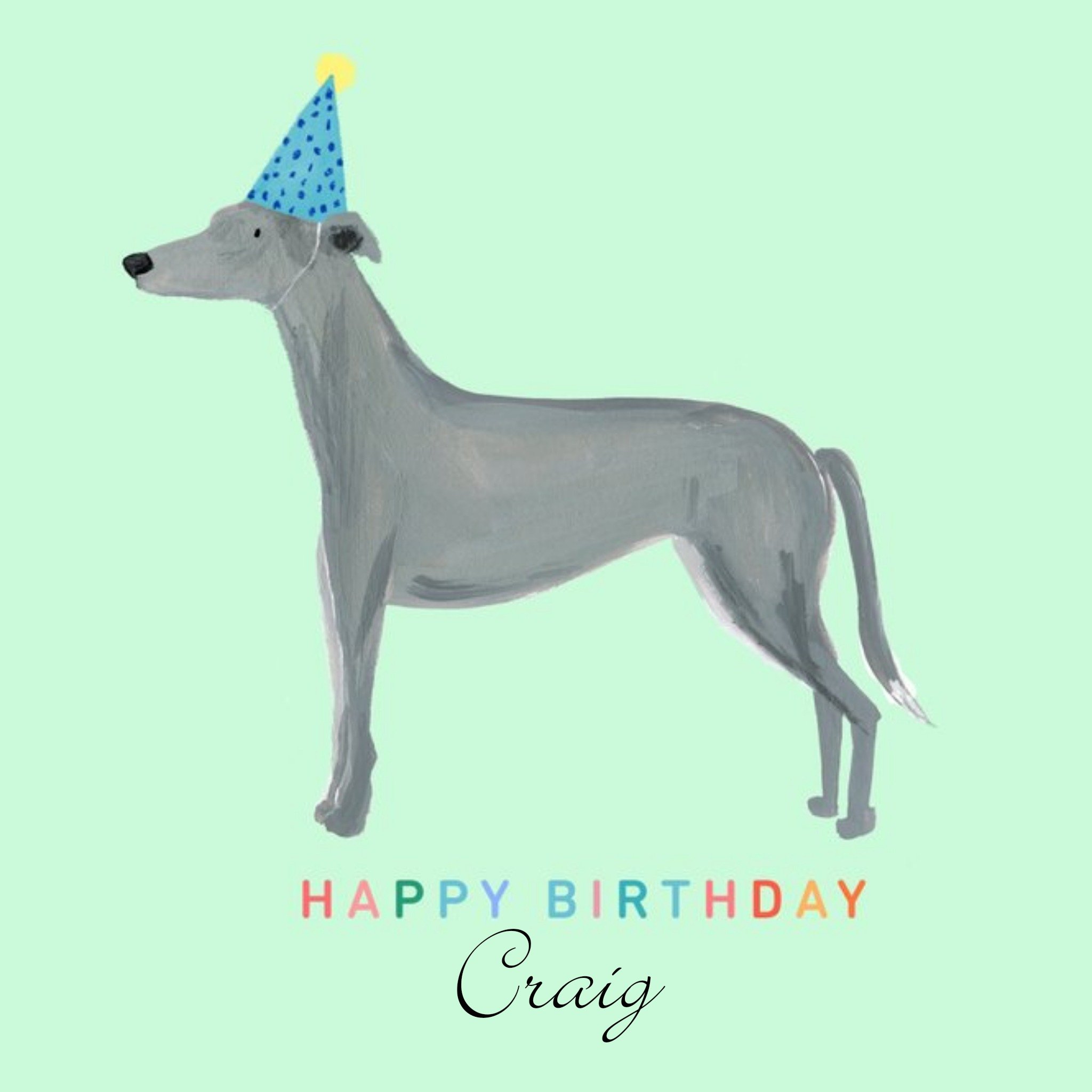 Moonpig Dog Illustration Personalised Birthday Card, Large