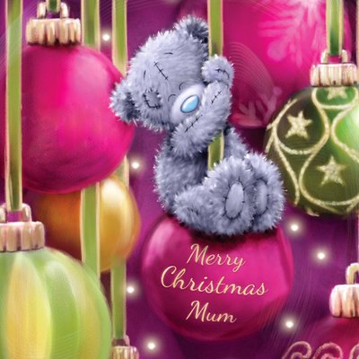 Tatty Teddy On Bauble Personalised Merry Christmas Card For Mum