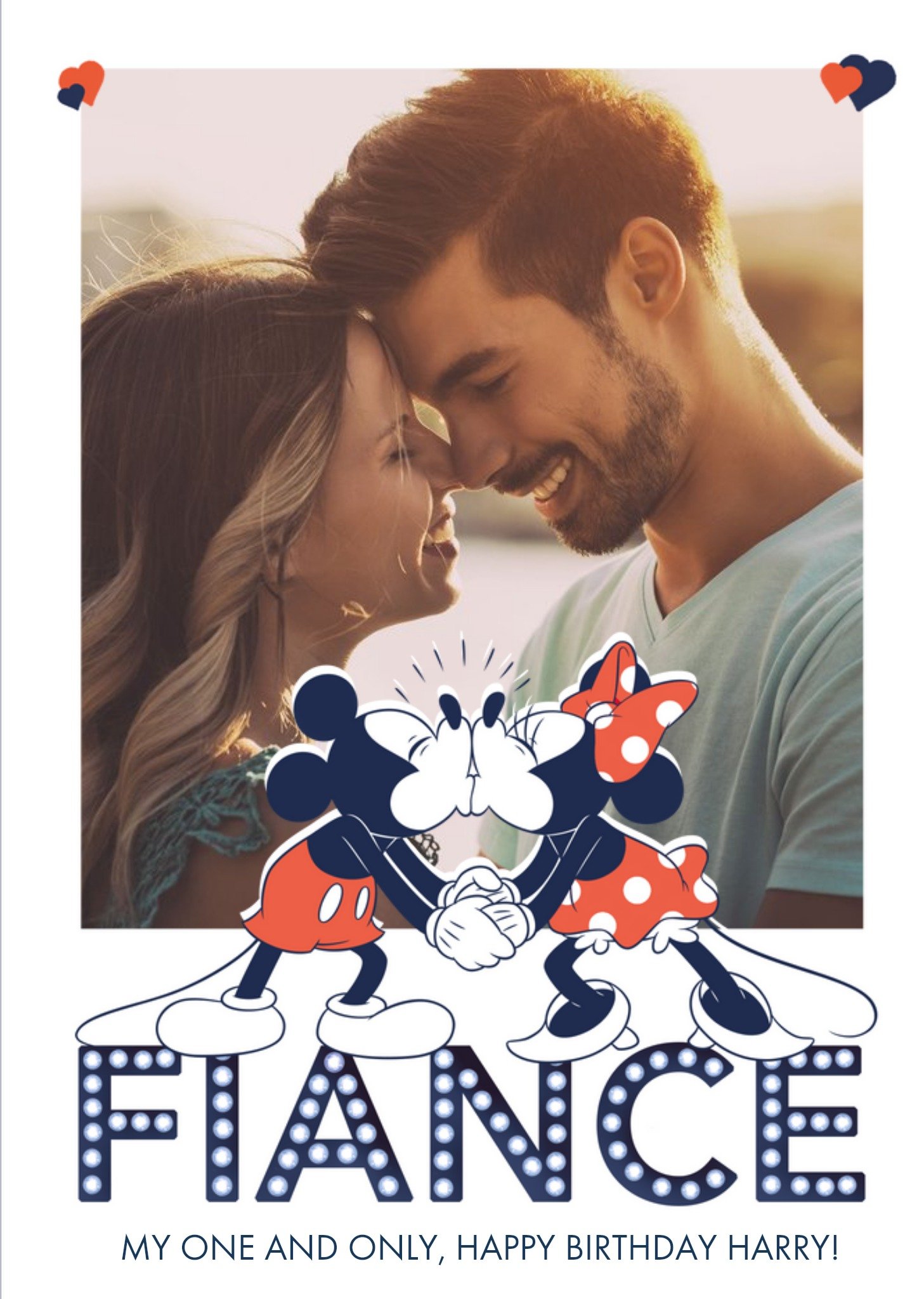 Mickey Mouse Mickey & Minnie Mouse Fiance Photo Upload Birthday Card Ecard