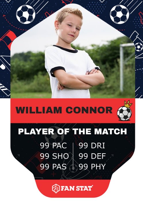 Fan Stat Player Of The Match Football Photo Upload Birthday Card