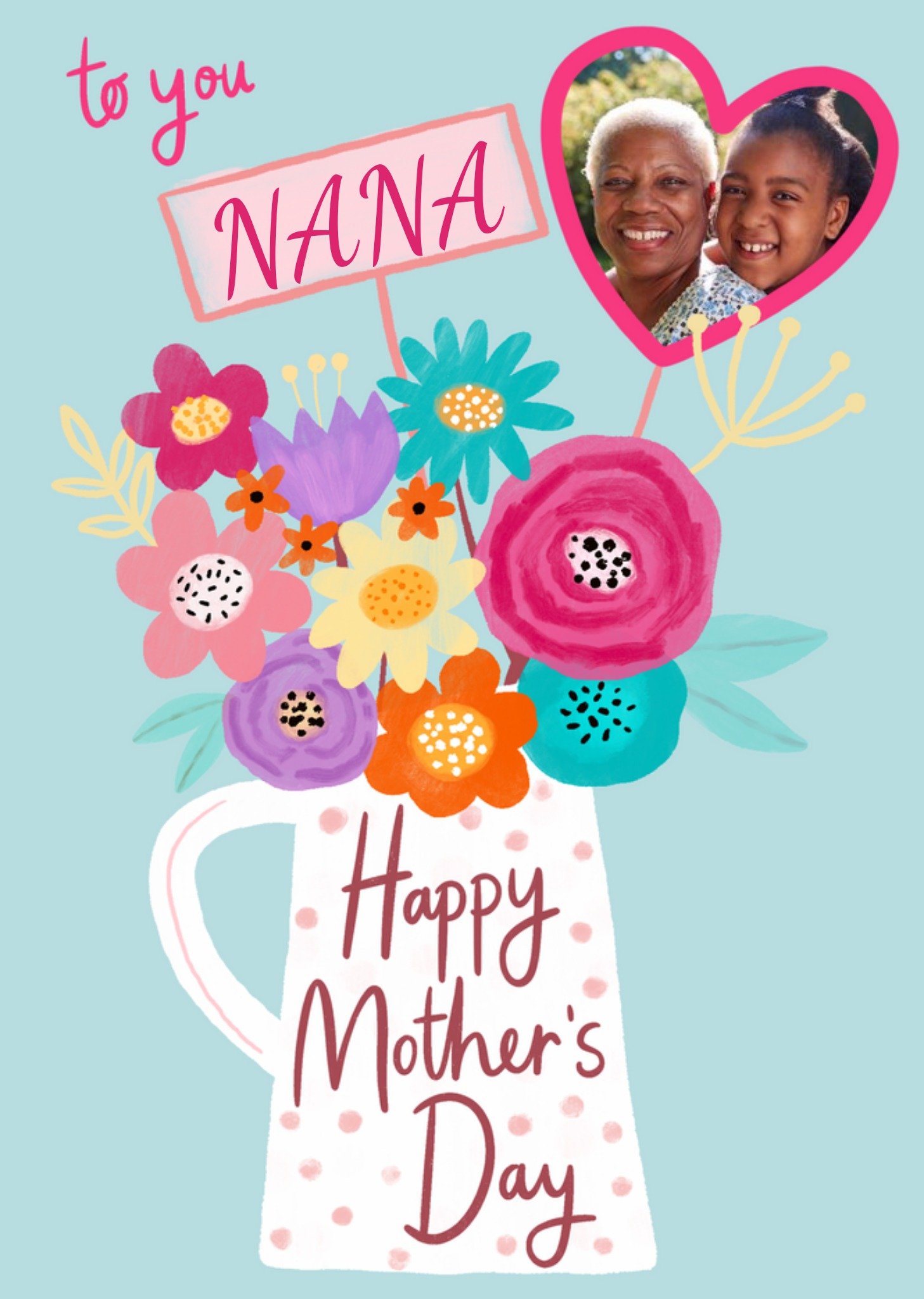 Illustration Of A Vase Of Colourful Flowers Mother's Day Photo Upload Card Ecard