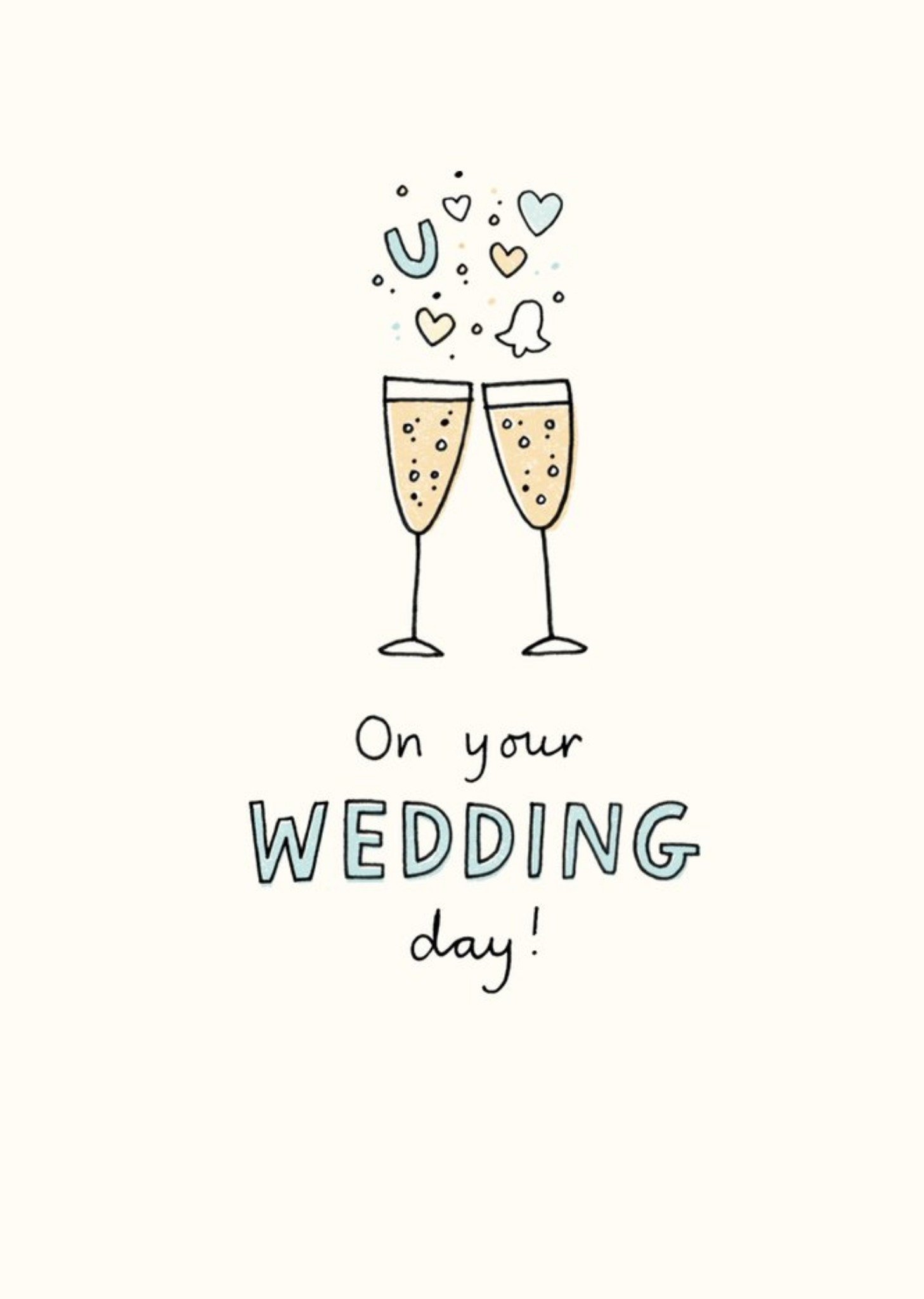 Moonpig Illustrated Champagne Flutes On Your Wedding Day Card, Large