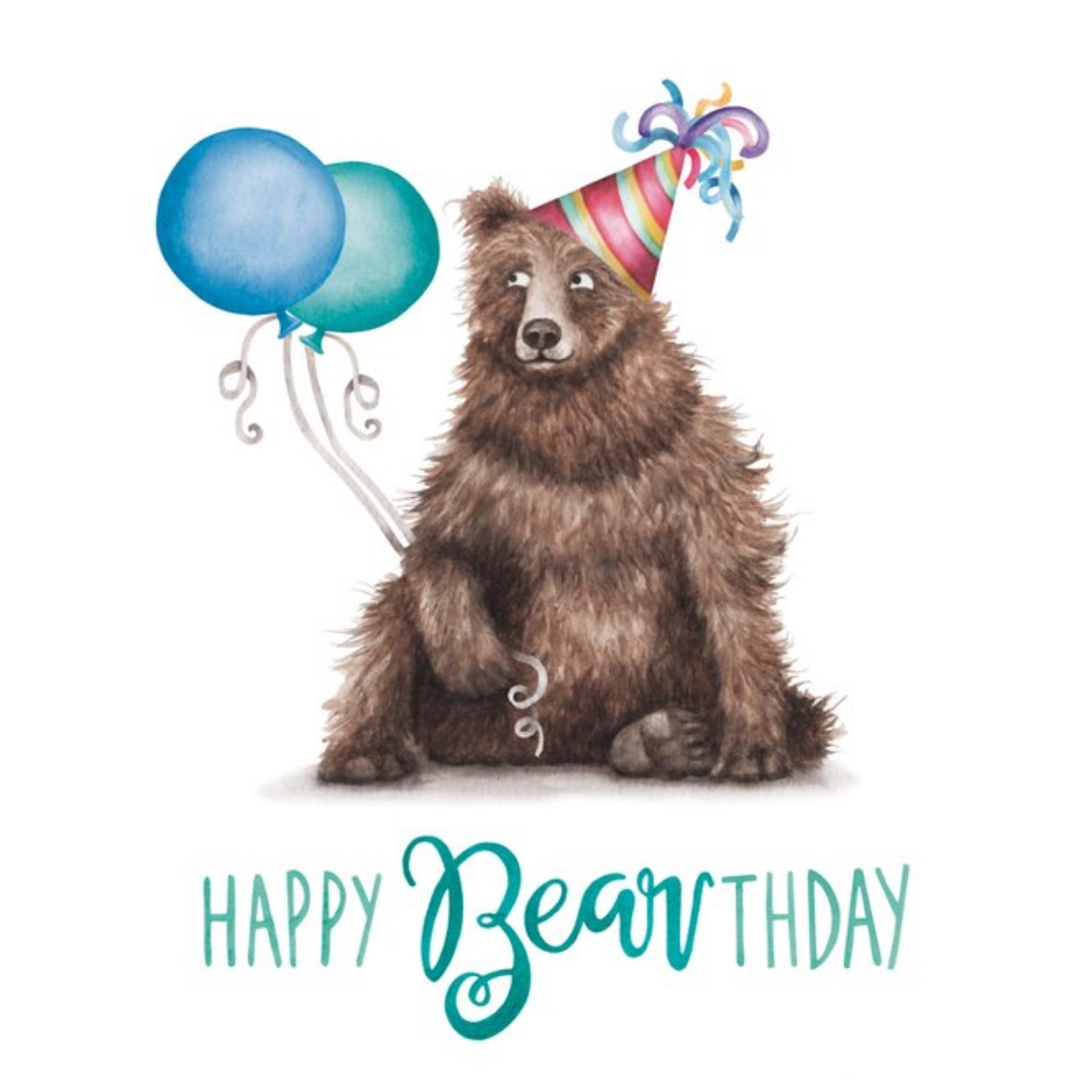 Moonpig Bear Happy Bearthday Birthday Card, Square