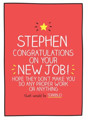 Happy Jackson Typographic Congratulations On Your New Job Card