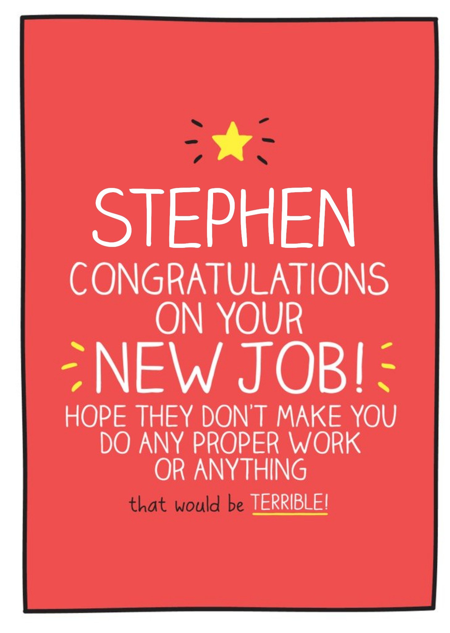 Happy Jackson Typographic Congratulations On Your New Job Card Ecard