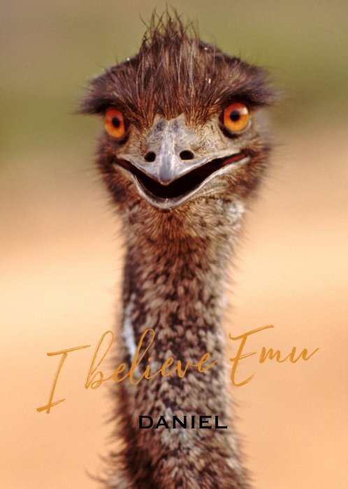 Photographic Emu Customisable I Believe in You Card