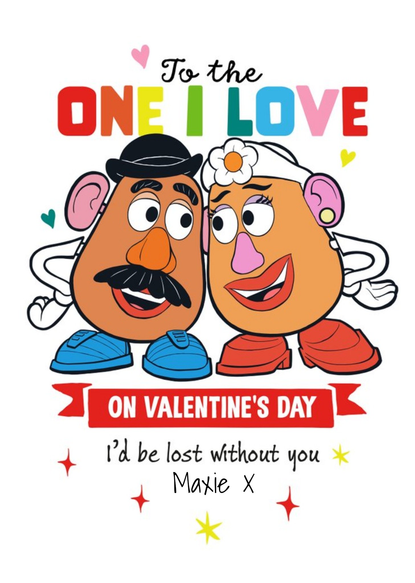 Disney Toy Story Mr And Mrs Potato Head Valentines Day To The One I Love Personalised Card