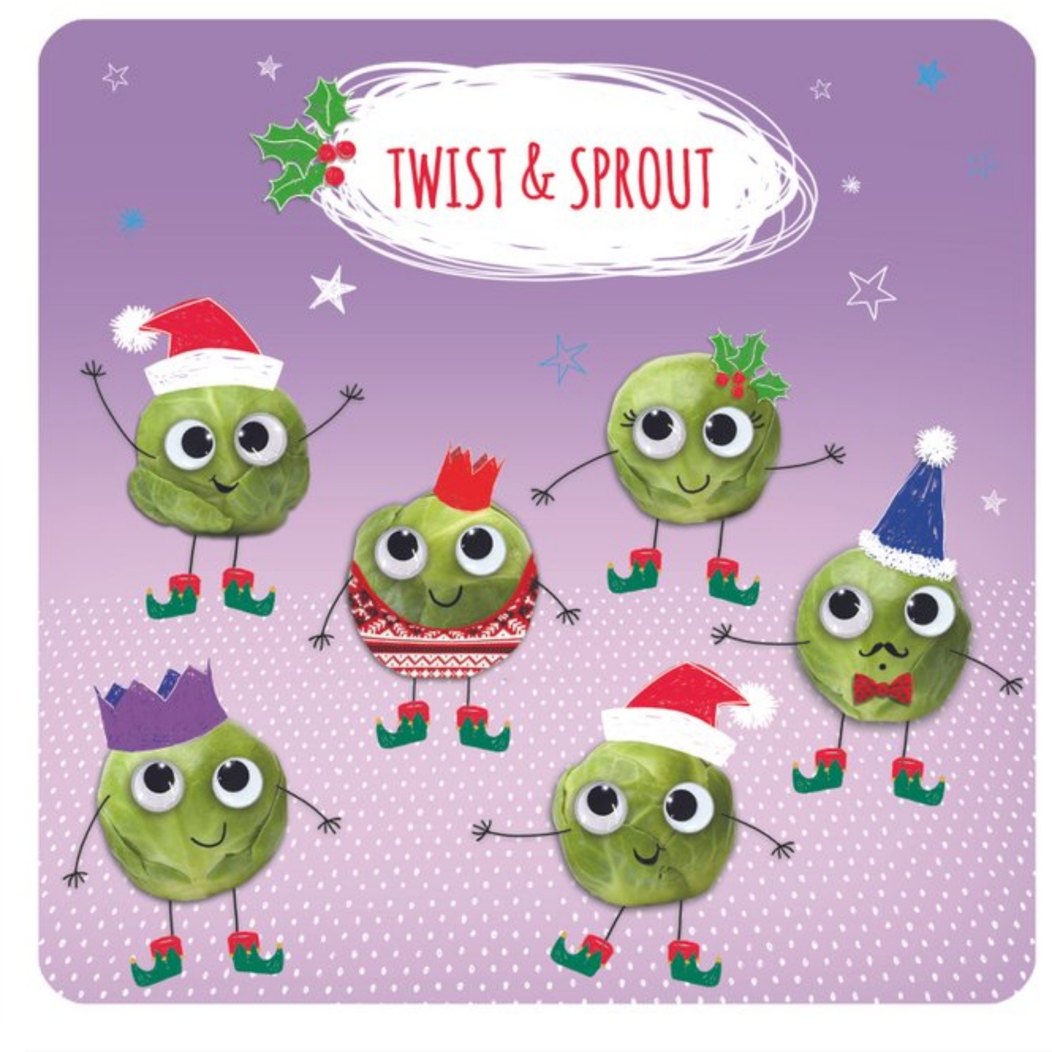 Funny Brussels Sprouts Christmas Card, Square