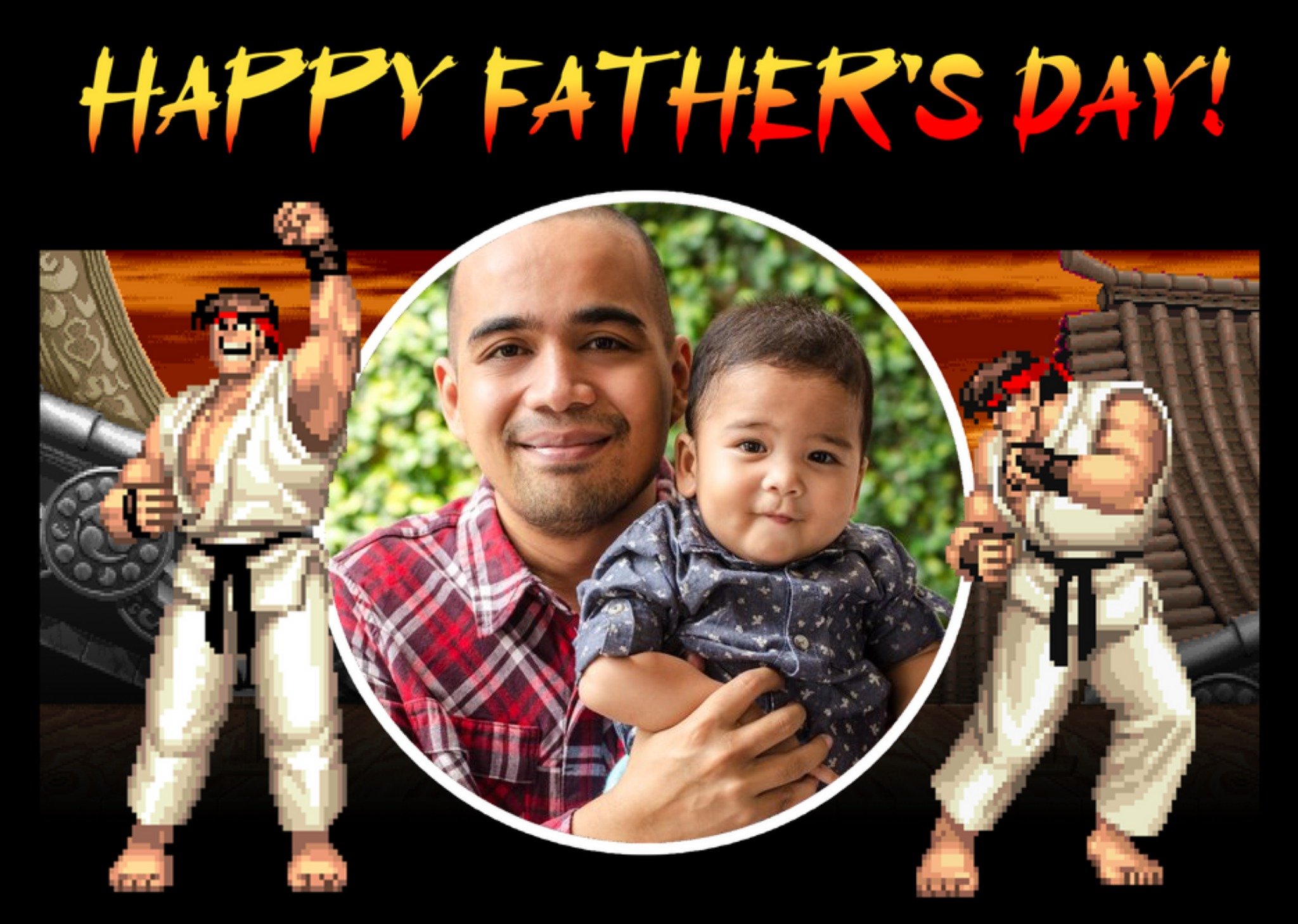 Street Fighter Ii Retro Ryu Photo Upload Father's Day Card Ecard