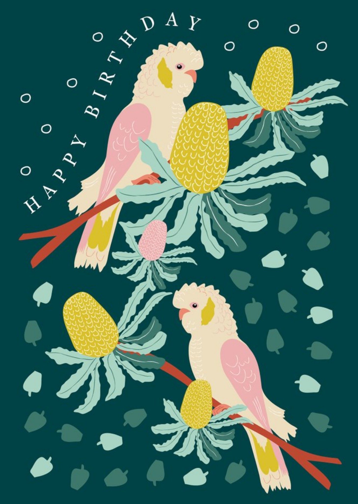 Moonpig Picket + Vine Parrots Galah Cockatoo Happy Birthday Card, Large