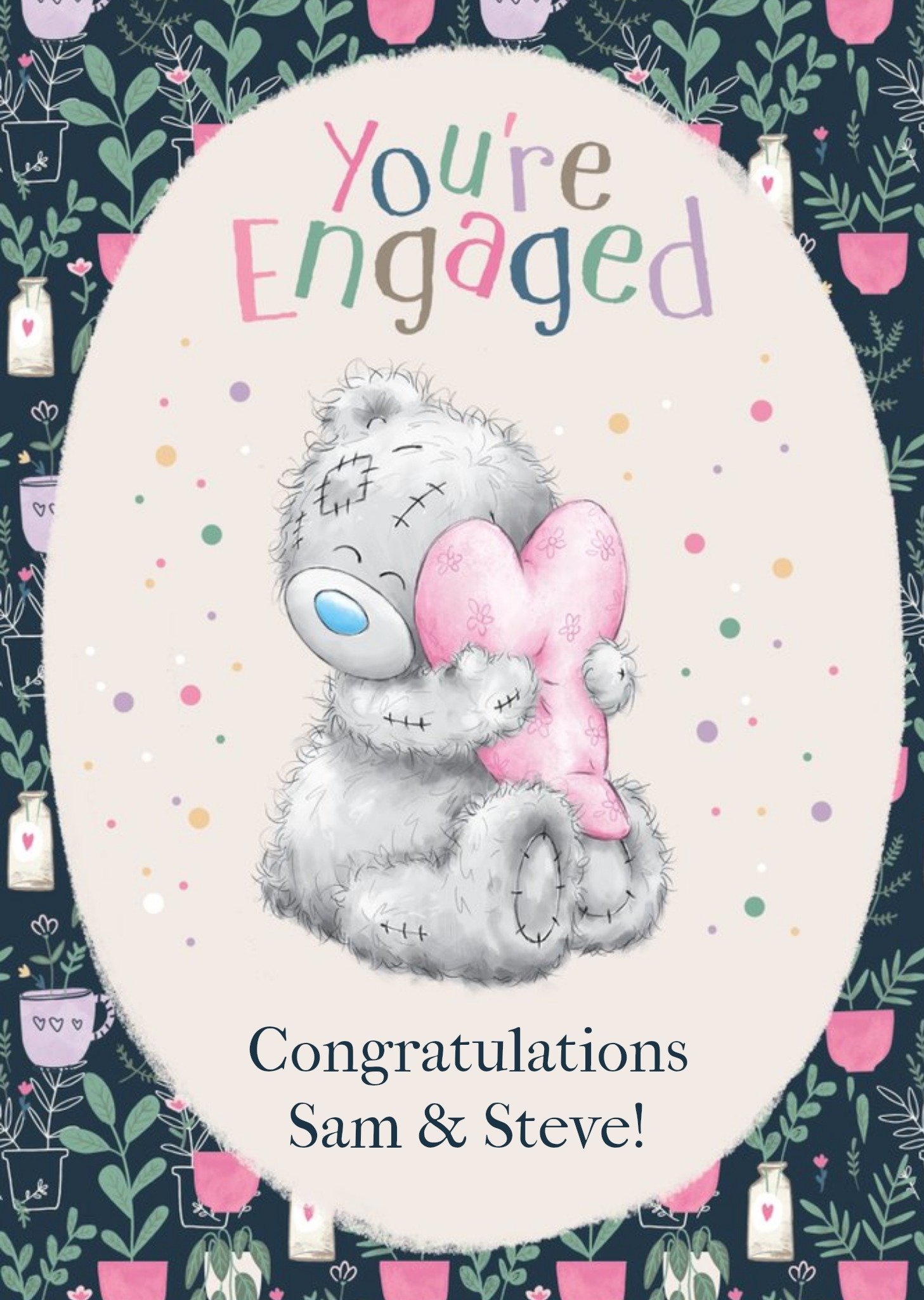 Me To You Tatty Teddy Plants Pattern You're Engaged Card Ecard