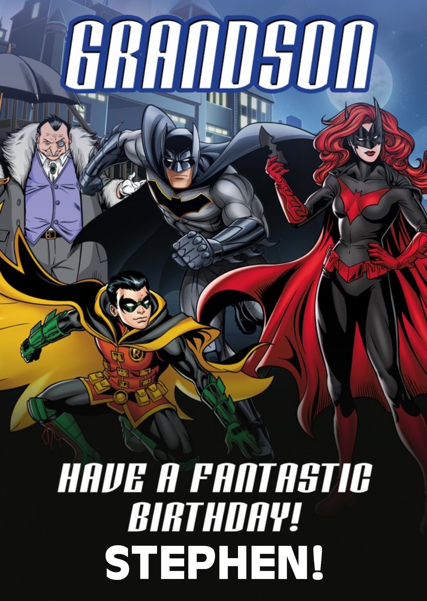 Illustrated Batman Grandson Birthday Card, Large