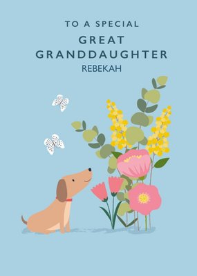 Klara Hawkins Cute Animal Floral Great Granddaughter Card