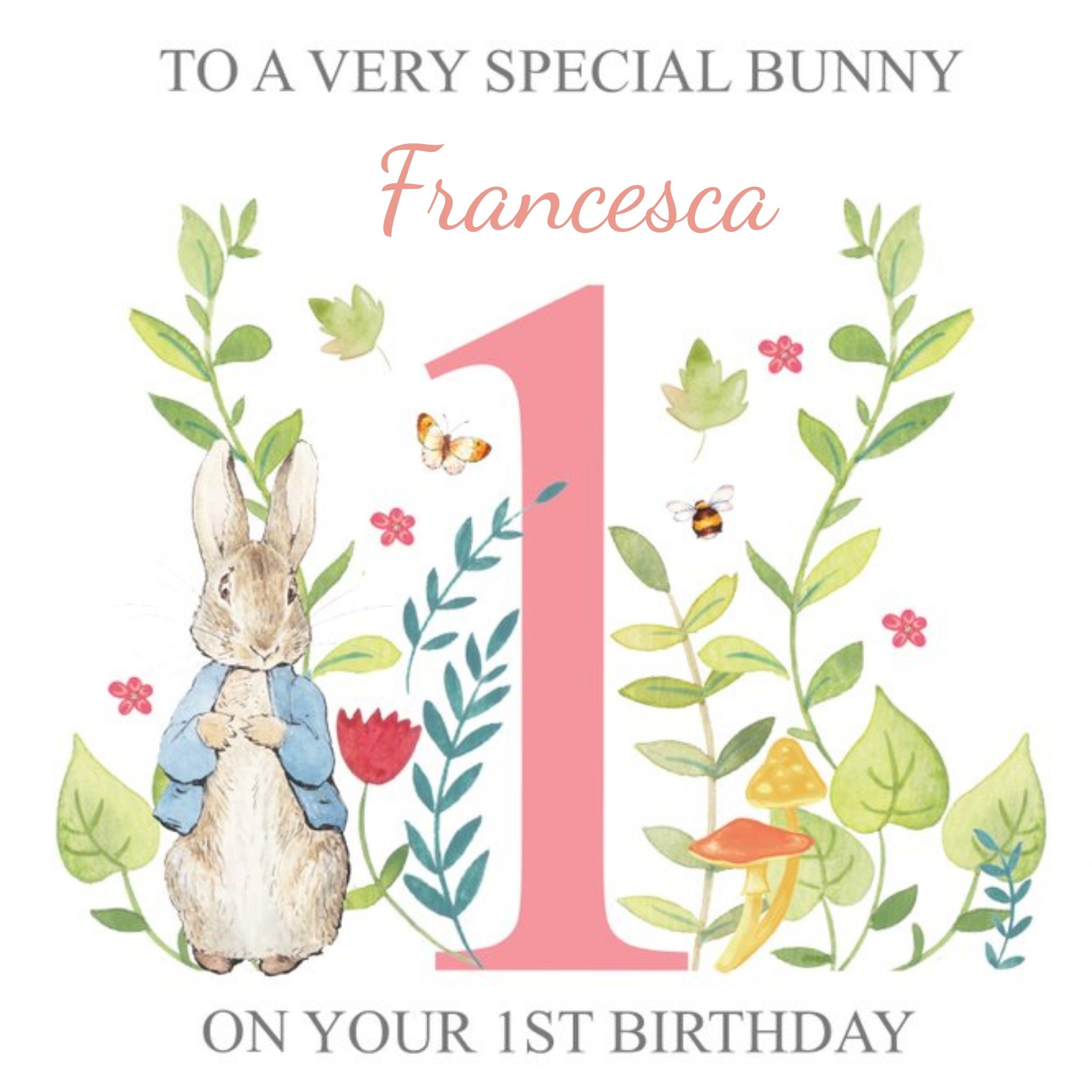Beatrix Potter Peter Rabbit Special Bunny 1st Birthday Card, Square