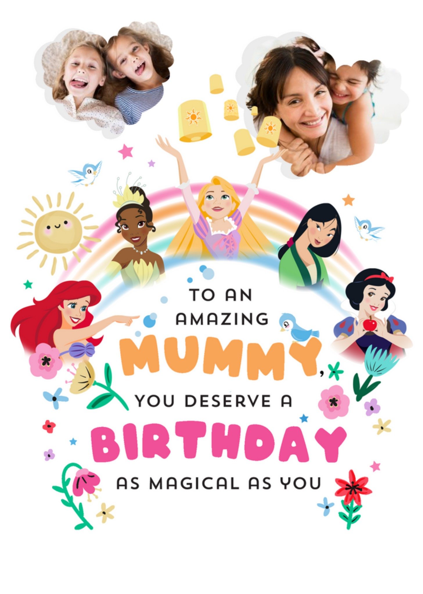 Amazing Mummy Magical Disney Princess Photo Upload Birthday Card Ecard