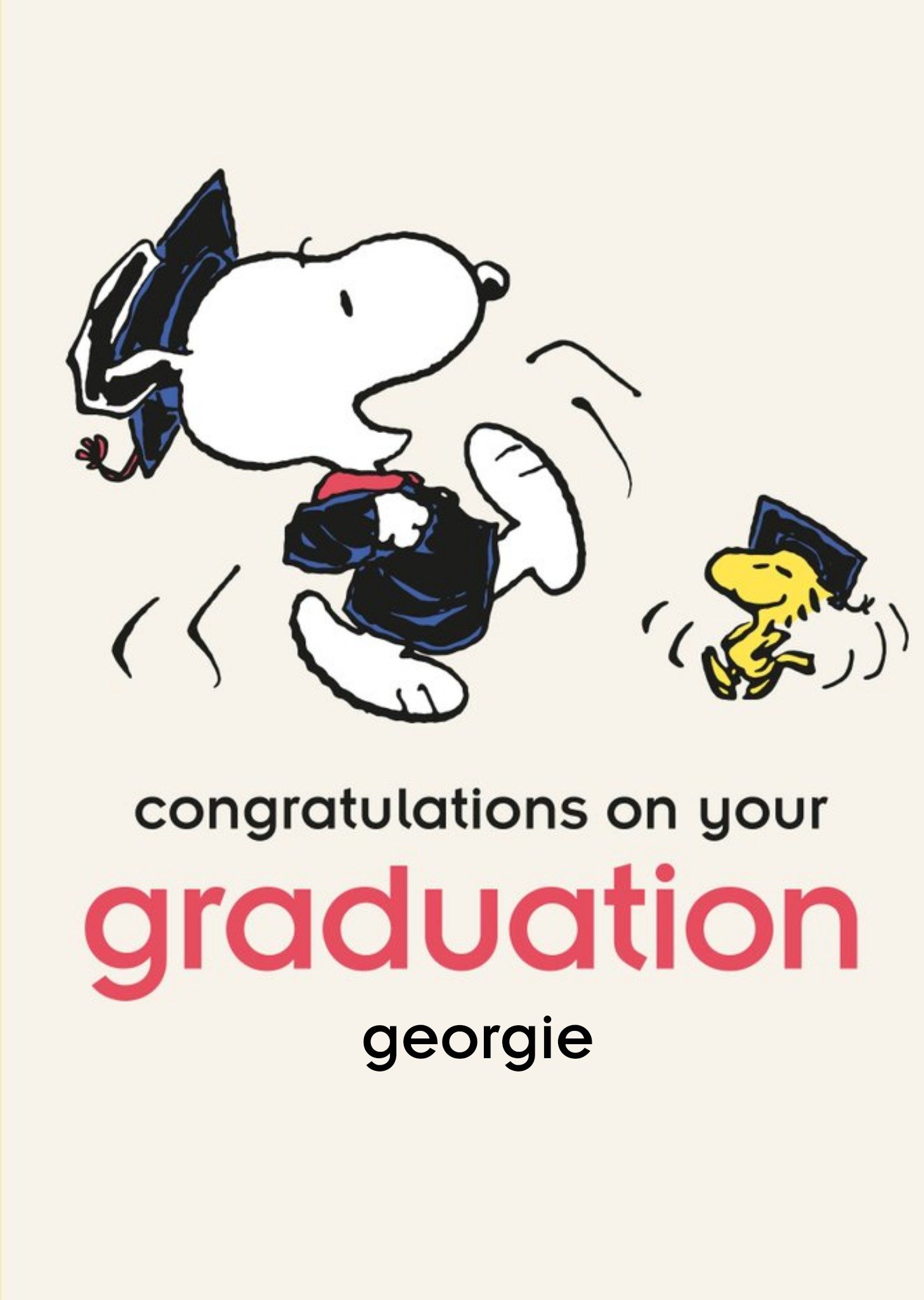 Moonpig Cute Peanuts Congratulations On Your Graduation Personalised Card, Large