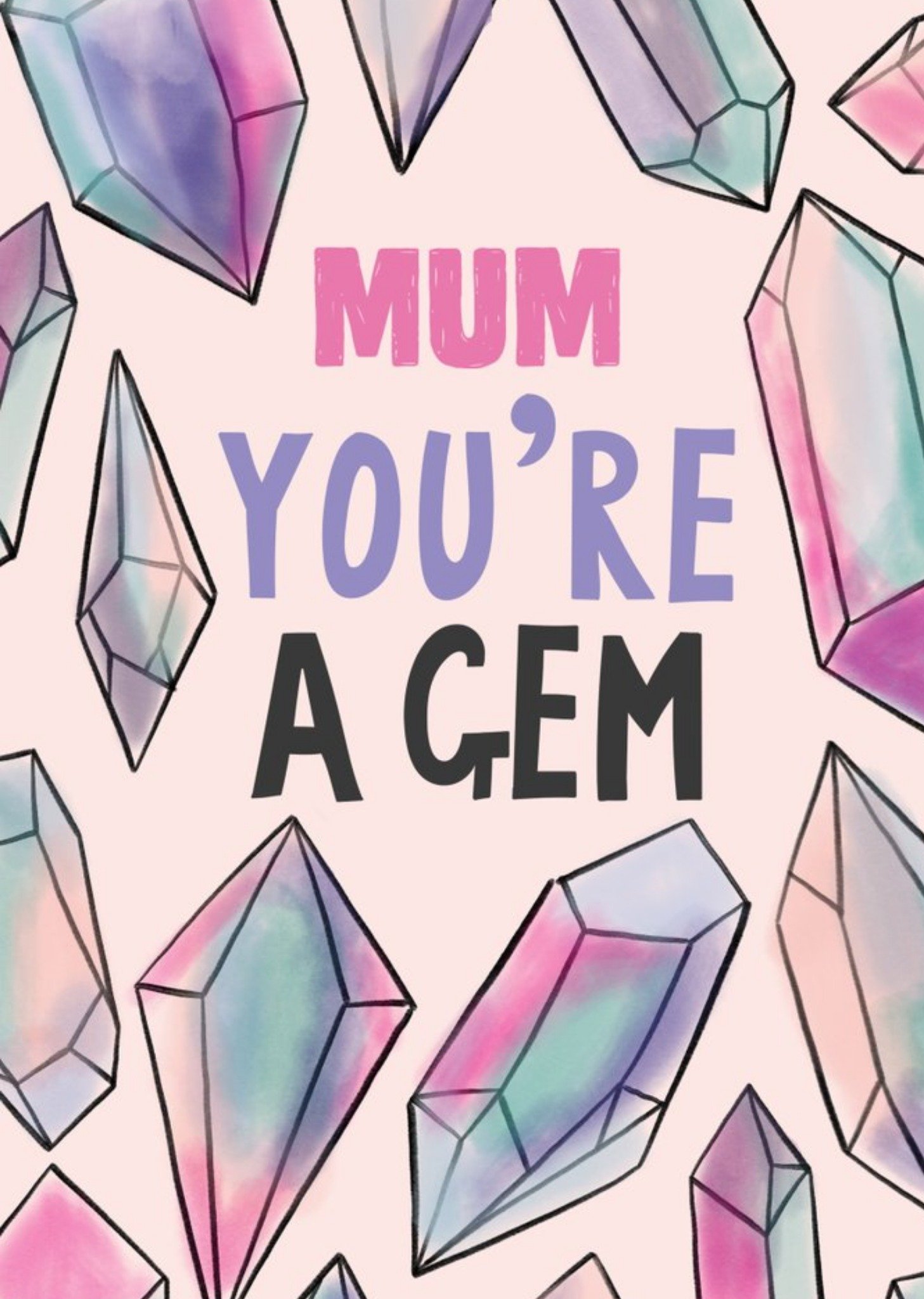 Big Colourful Stones Mum You're A Gem Mother's Day Card Ecard