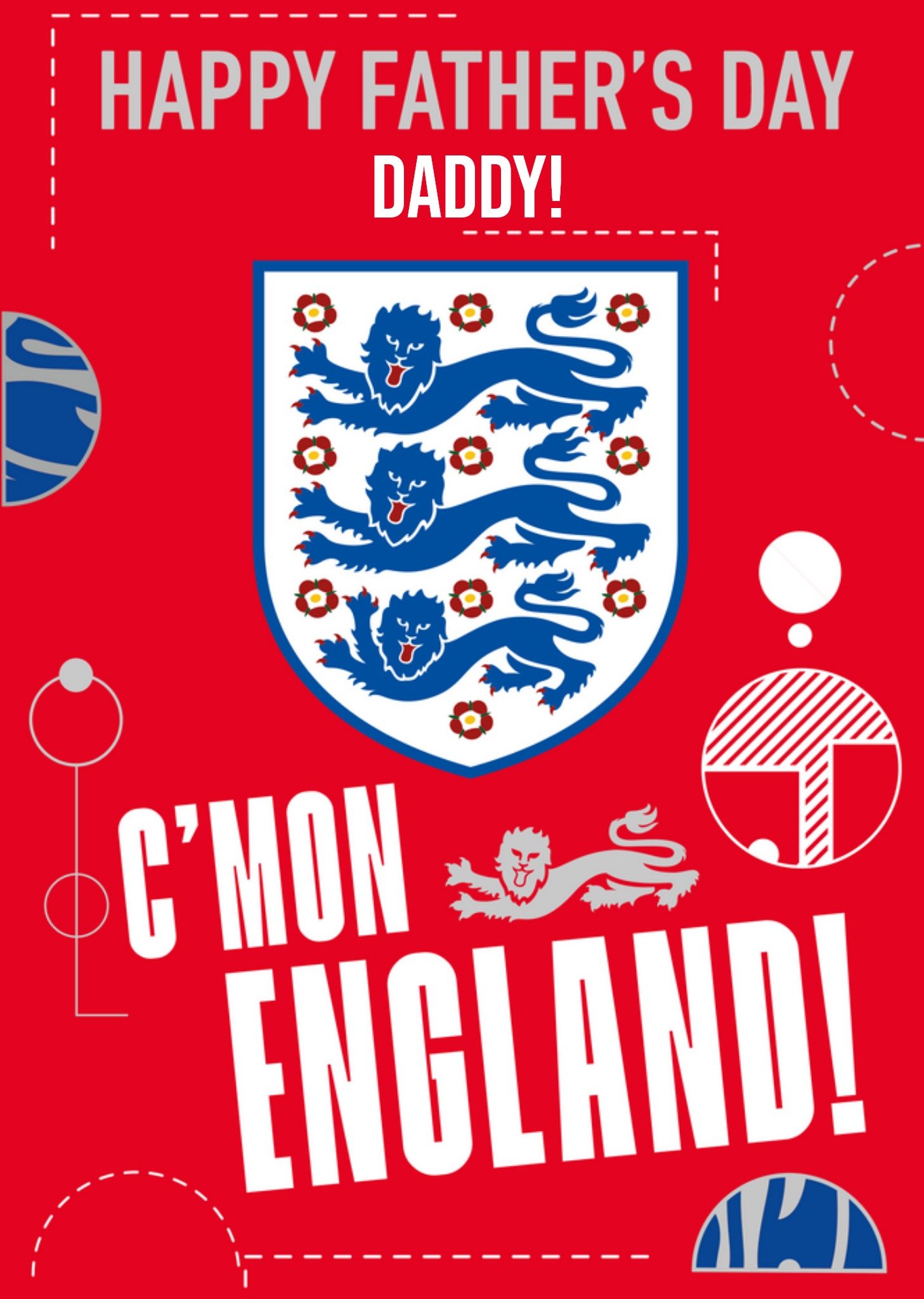 Other Danilo England Happy Fathers Day Daddy Come On England 3 Lions Shield Card Ecard