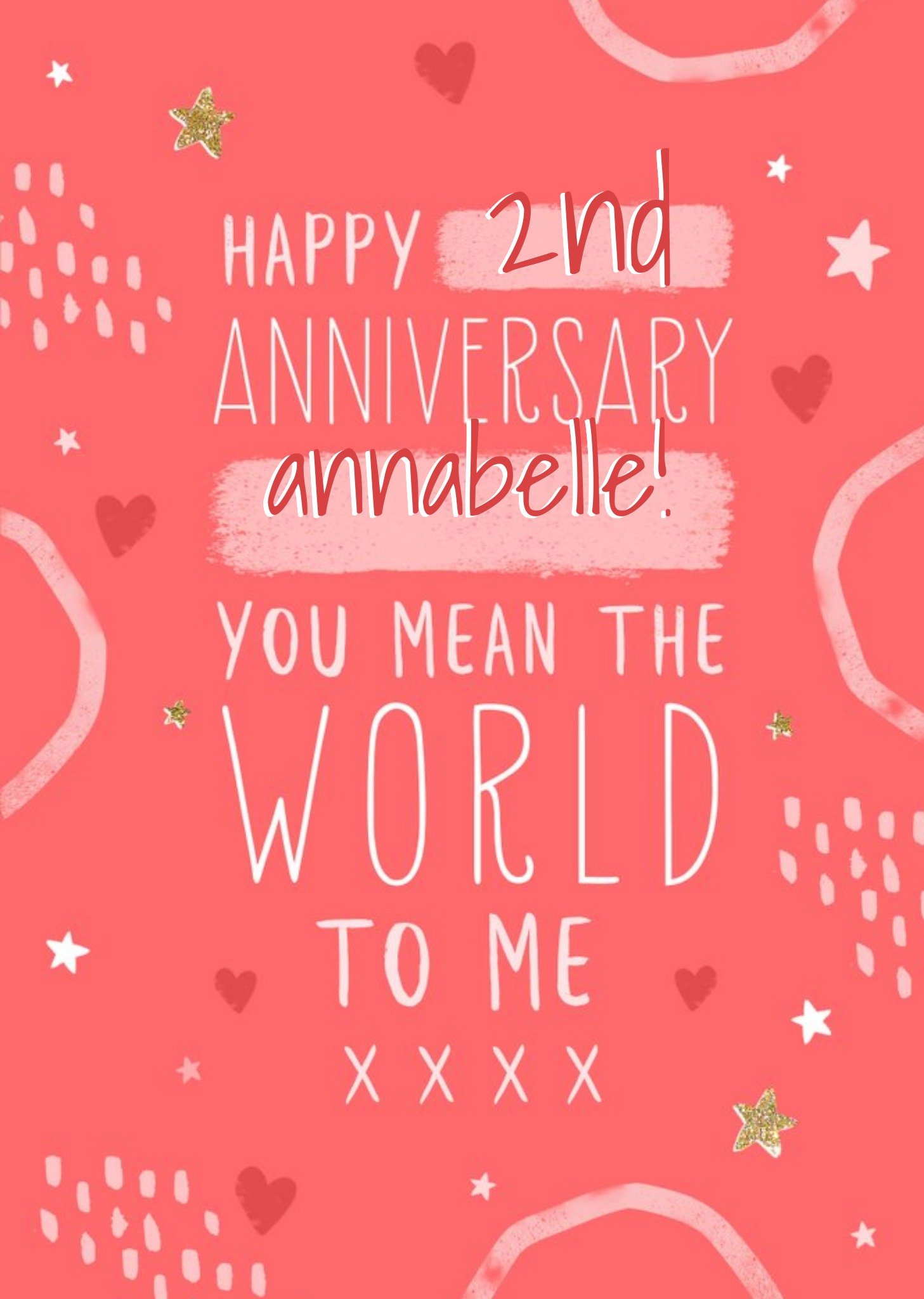 Happy Second Anniversary You Mean The World To Me Anniversary Card Ecard