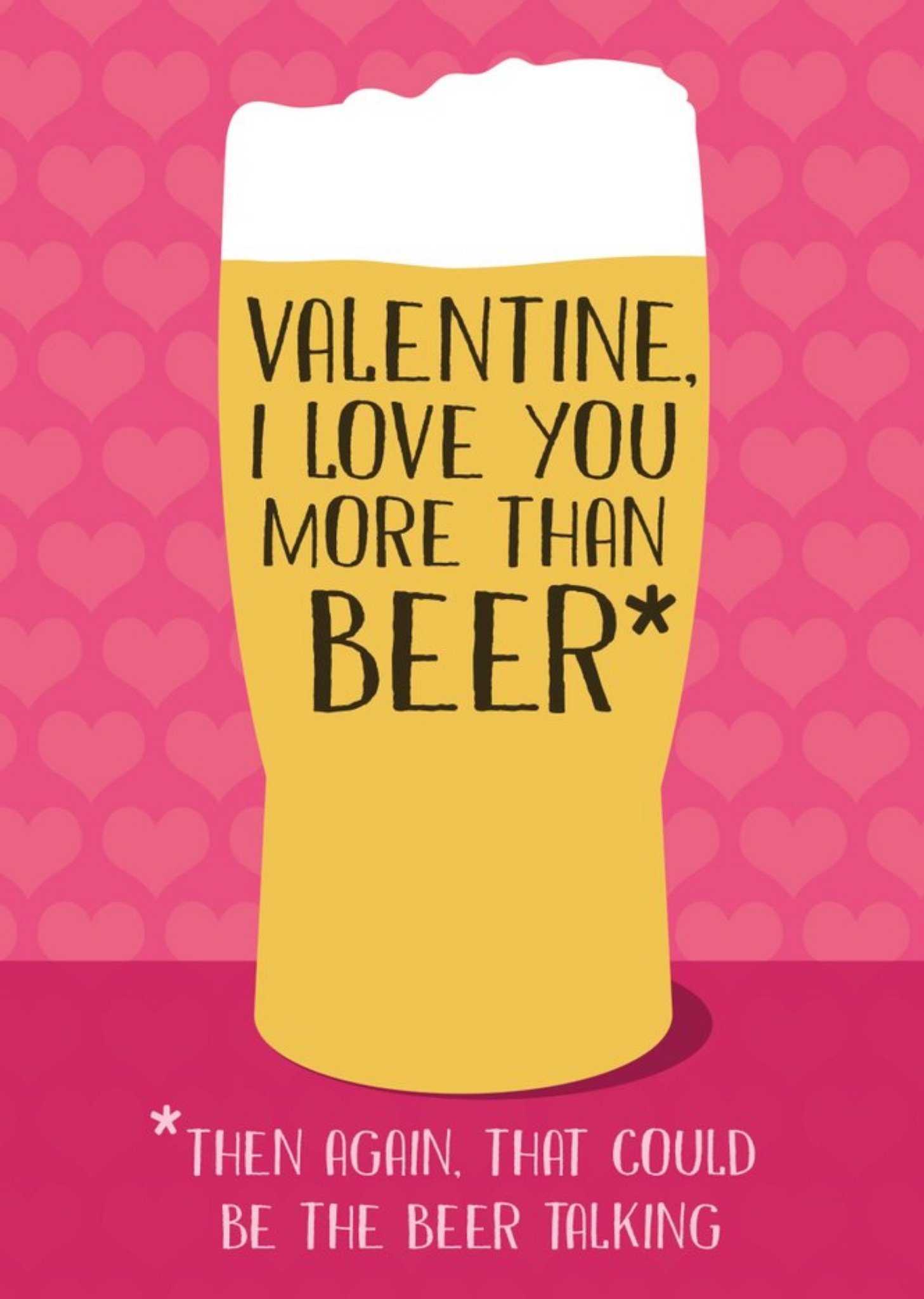 Funny Typographic Beer Illustration Valentines Day Card Ecard