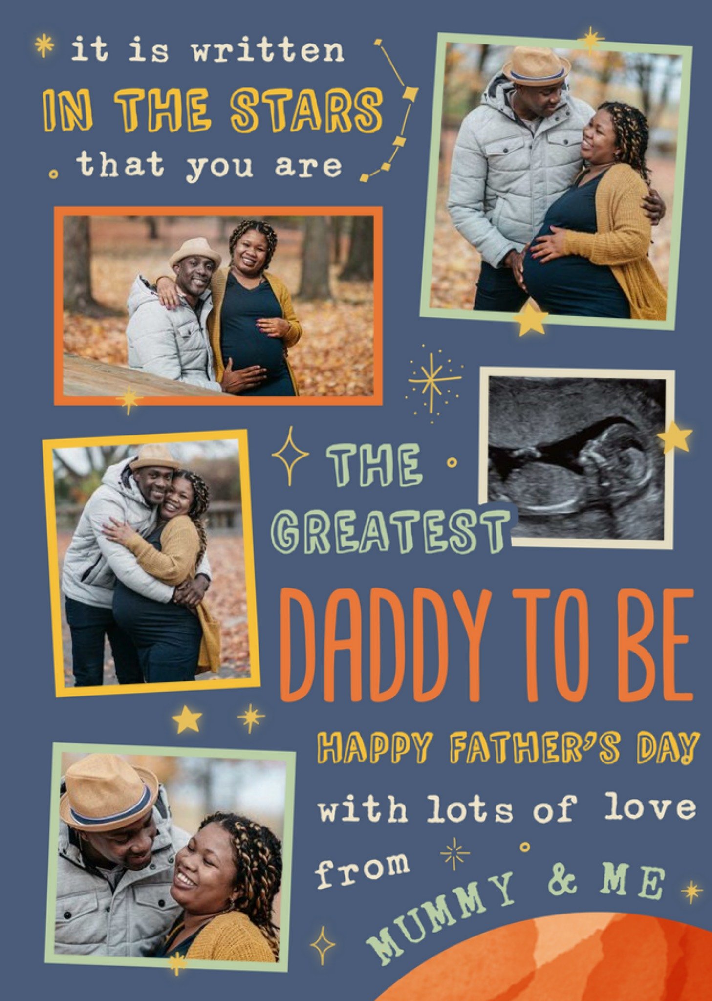 Mulitple Photo Frames With Colourful Text Daddy To Be Photo Upload Father's Day Card Ecard