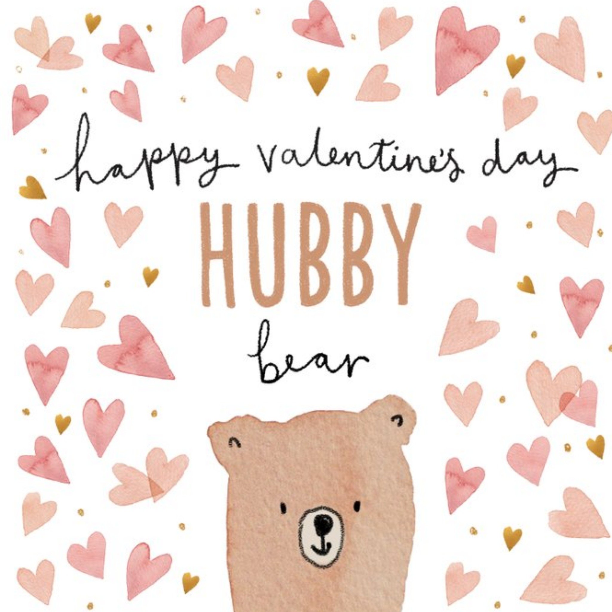 Cute Illustrated Hubby Bear Valentine's Day Card, Square