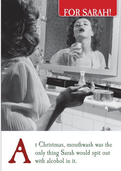 Spit Out Mouthwash Funny Retro Christmas Card