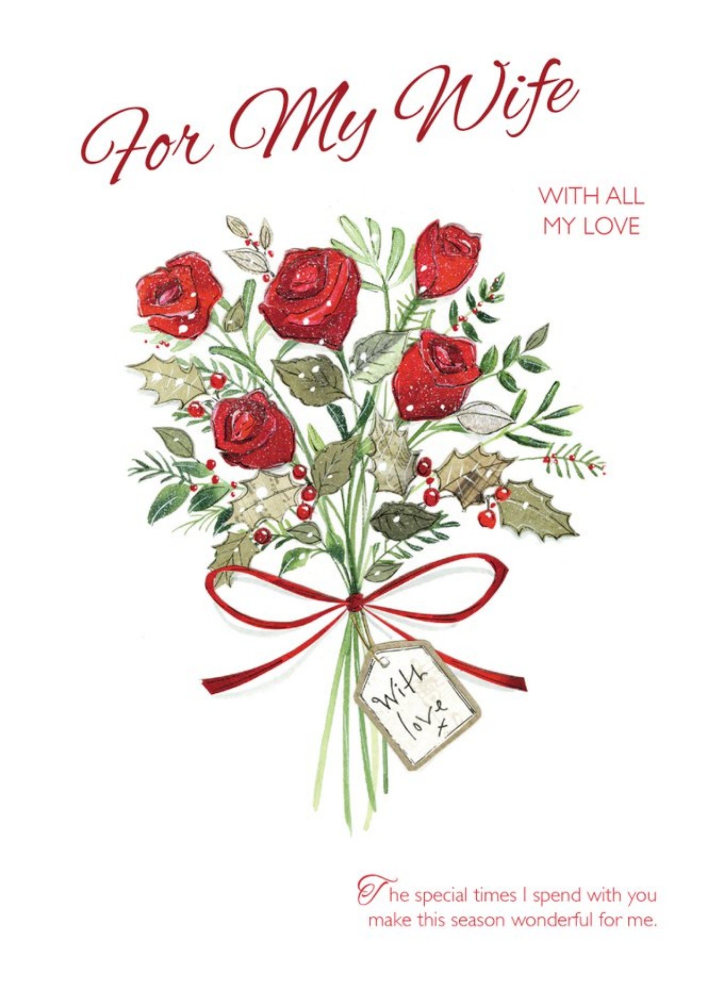 To Wife Rose Bouquet Personalised Christmas Card Ecard