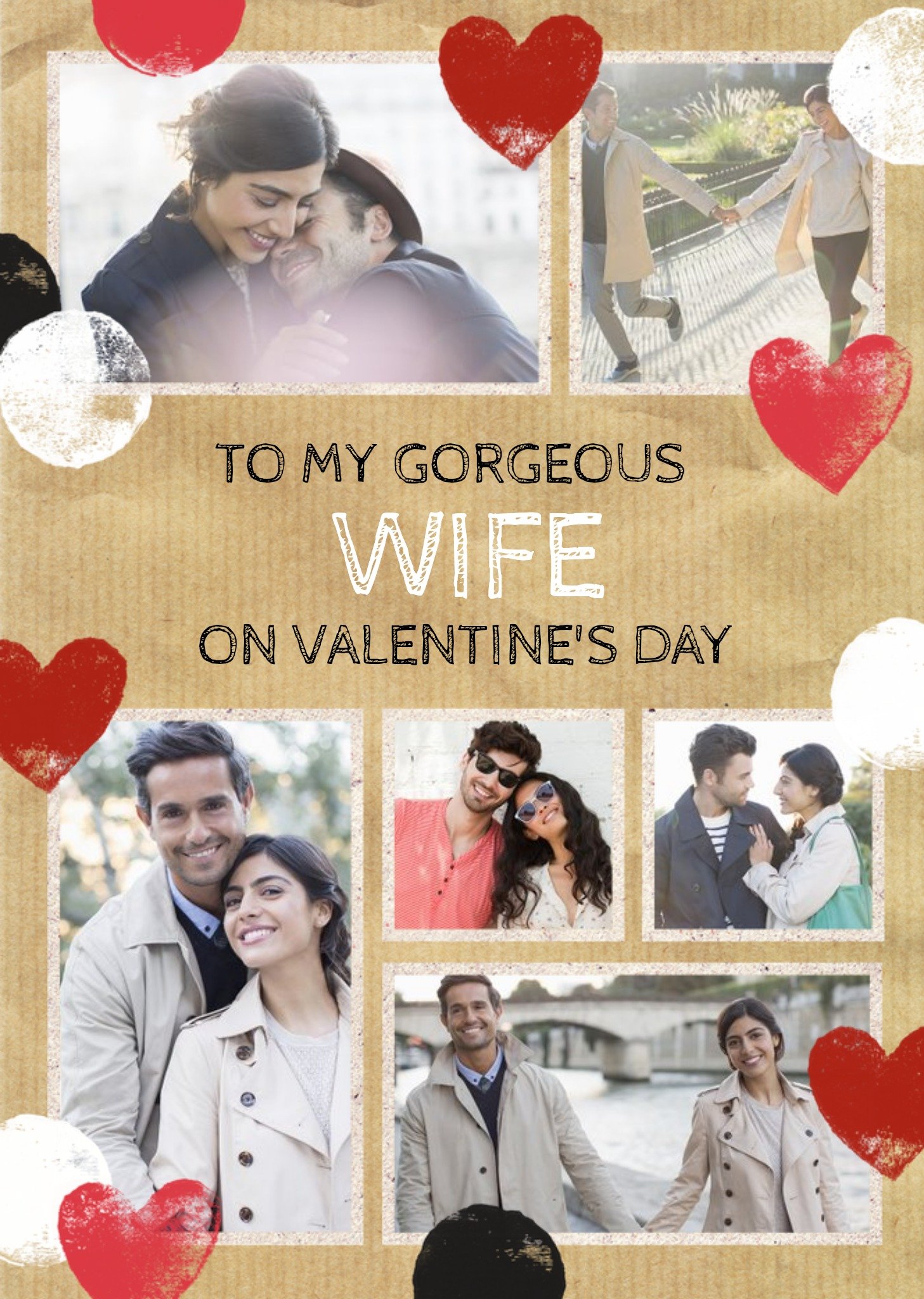 Stamped Hearts To My Gorgeous Wife Photo Valentine's Day Card Ecard